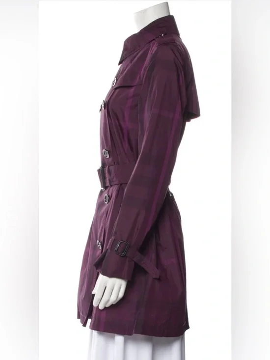 Rare Burberry Brit Plum Purple Novacheck Trench Coat - Picture 2 of 6